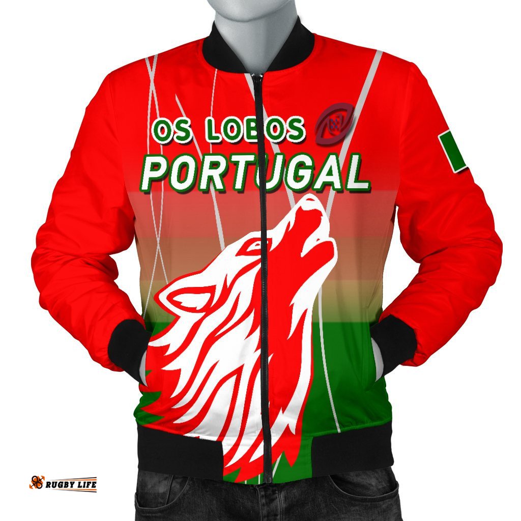 Portugal Rugby Men Bomber Jacket Wolf - Os Lobos