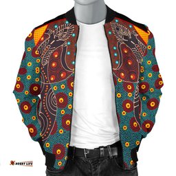 Men's Bomber Jacket - Aboriginal Sublimation Dot Pattern Style Red