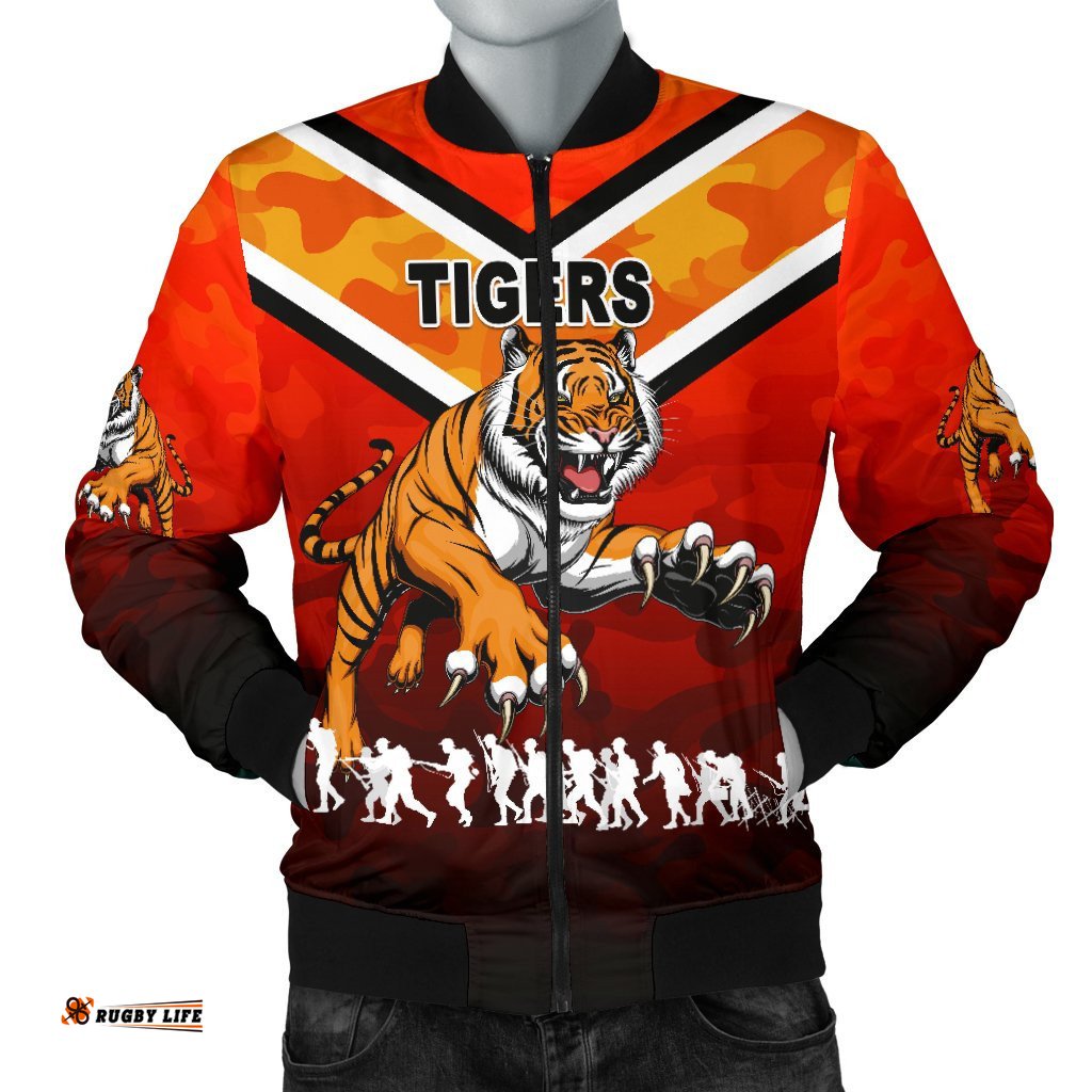 Wests Men's Bomber Jacket Tigers Anzac Vibes