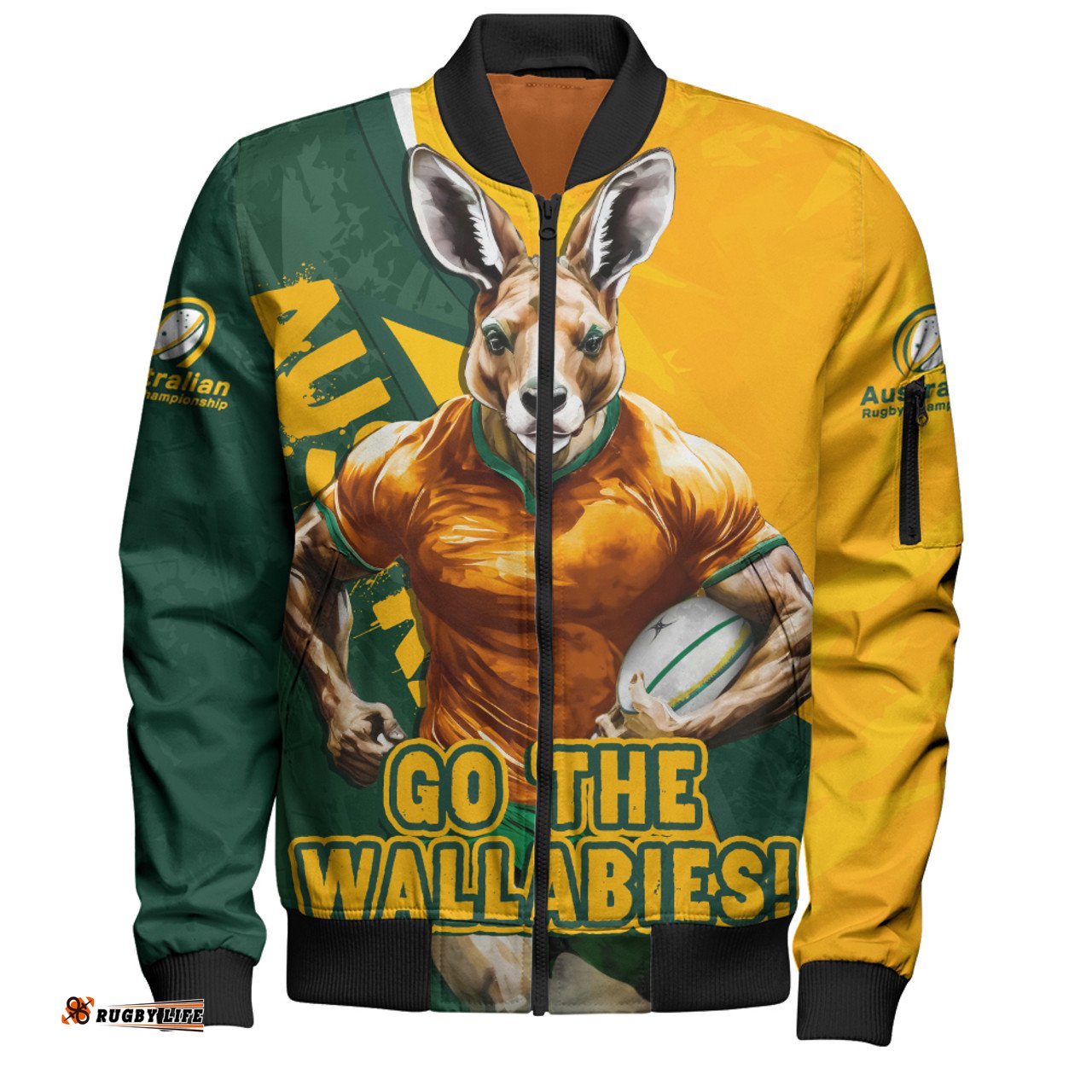 Amazing Aussie Aussie Wallabies Australian Roar The Rugby Championship Battle Yellow Bomber Jacket