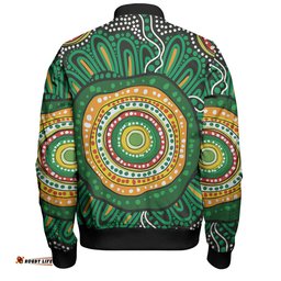 Amazing Aussie Australia Aboriginal Green Aboriginal Style Dot Painting Bomber Jacket