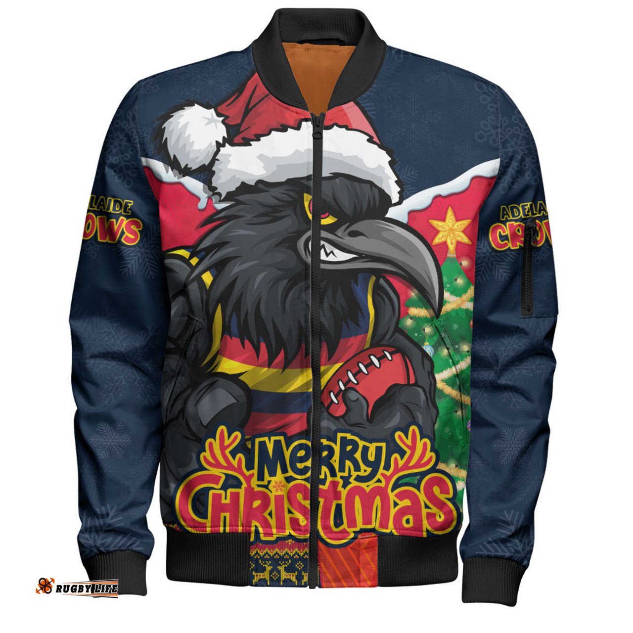 Amazing Aussie Adelaide Crows Santa Scoring Touchdown On Christmas Game Day Bomber Jacket