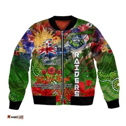 Personalised Australia Rugby Raiders ANZAC Bomber Jacket Canberra Scratch Style