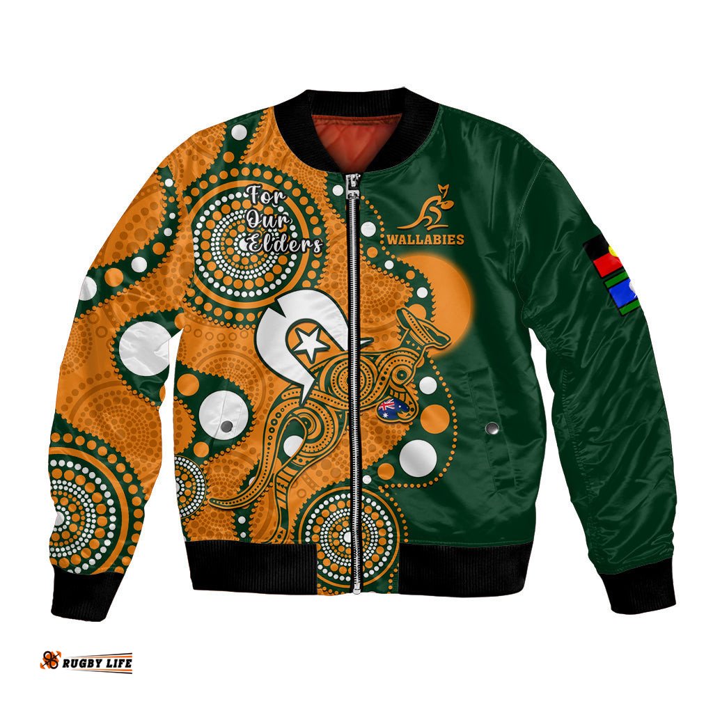 Wallabies Rugby NAIDOC Bomber Jacket Aboriginal Camouflage Lest We Forget