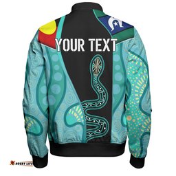 Amazing Aussie Australia Aboriginal Custom Turquoise Indigenous Rainbow Serpent Inspired Bomber Jacket