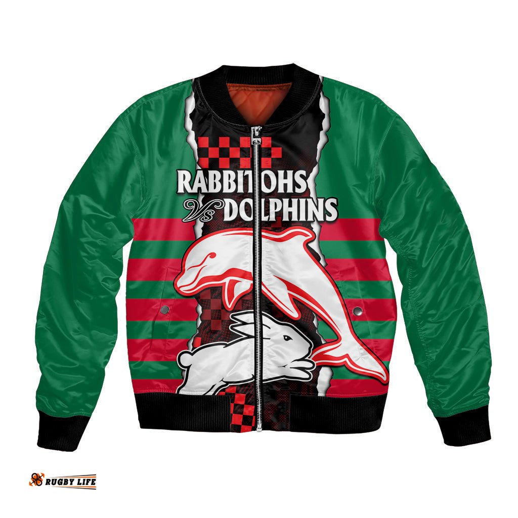 NRL Combine Rabbitohs and Dolphins Bomber Jacket