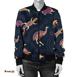 Women's Bomber Jacket - Indigenous Animals Patterns