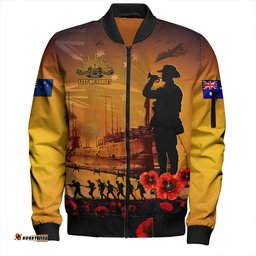 Amazing Aussie Australia ANZAC Day Guardian Of The Dawn Bomber Jacket
