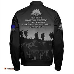Amazing Aussie Australia Anzac Day Lest We Forget Battlefields Remembered Bomber Jacket