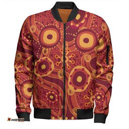 Amazing Aussie Australia Aboriginal Red Aboriginal Dot Art Inspired Bomber Jacket