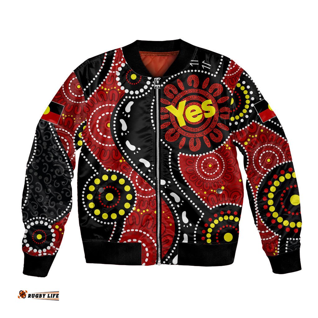Australia Indigenous Bomber Jacket Vote Yes Aboriginal Flag Color