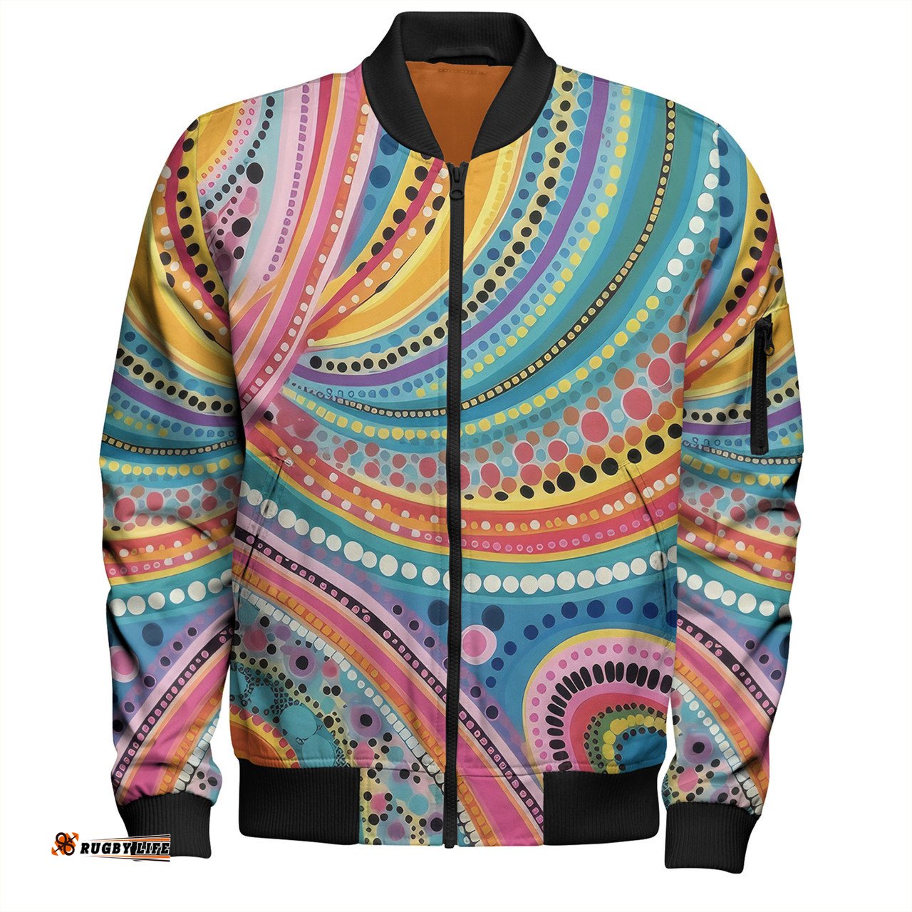 Amazing Aussie Australia Aboriginal Australian Indigenous Aboriginal Art Vivid Pastel Colours Ver 3 Bomber Jacket