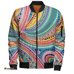 Amazing Aussie Australia Aboriginal Australian Indigenous Aboriginal Art Vivid Pastel Colours Ver 3 Bomber Jacket