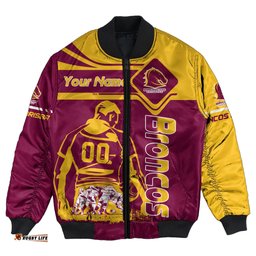 Brisbane Broncos Bomber Jacket Personalized Pentagon Style- NRL