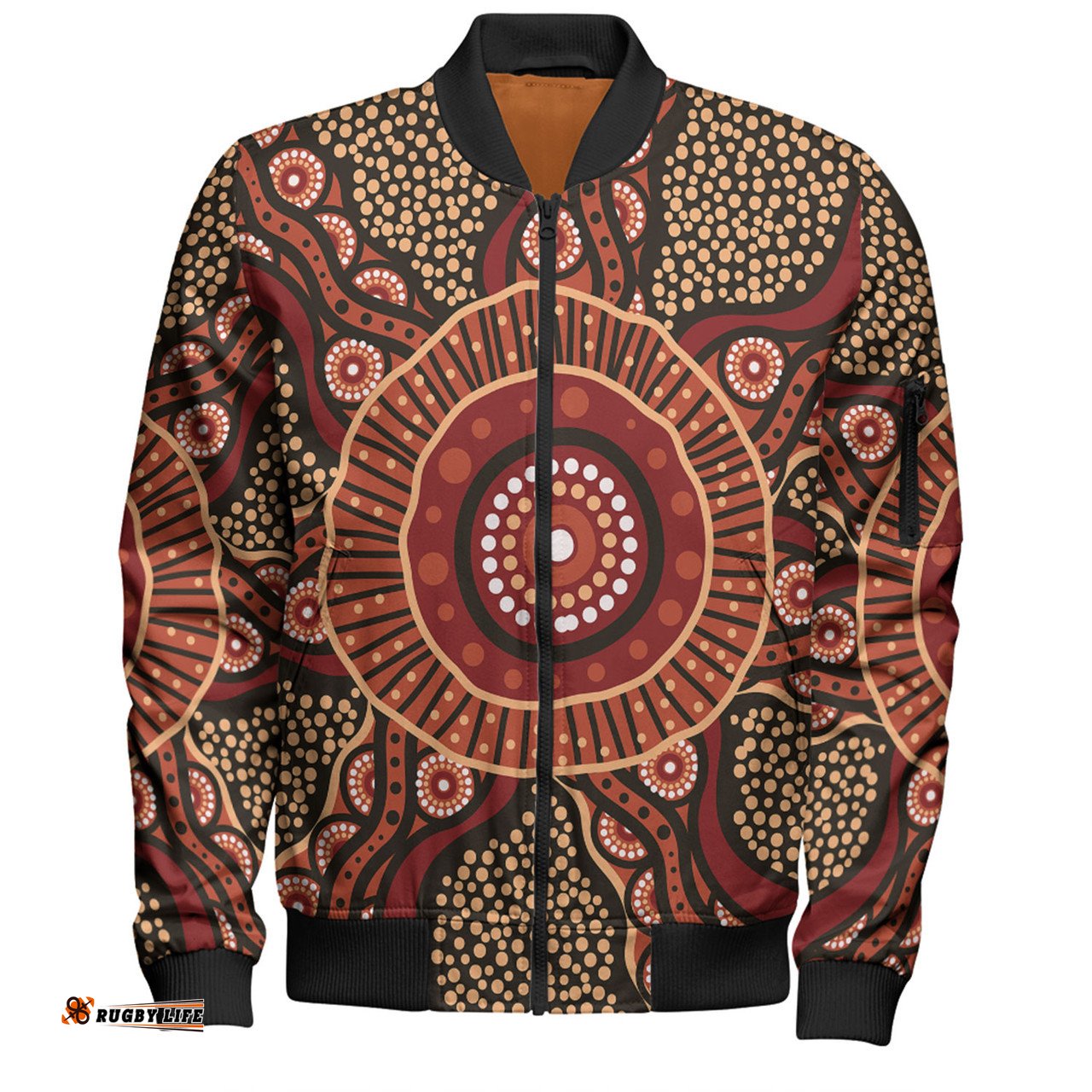Amazing Aussie Australia Aboriginal Brown Aboriginal Style Dot Painting Bomber Jacket