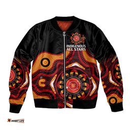 Australia Indigenous Rugby Bomber Jacket All Stars Aborigine Dreamtime Black Version