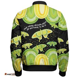Amazing Aussie Australia Aboriginal Green Butterflies Art Inspired Bomber Jacket