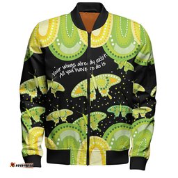 Amazing Aussie Australia Aboriginal Green Butterflies Art Inspired Bomber Jacket