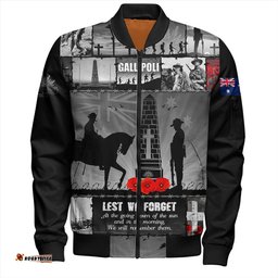 Amazing Aussie Australia Anzac Day Honoring Gallipoli Heroes Memorial Bomber Jacket