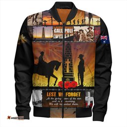 Amazing Aussie Australia Anzac Day Honoring Gallipoli Heroes Memorial Bomber Jacket