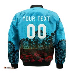 Cronulla-Sutherland Sharks Bomber Jacket Personalized Aboriginal Rugby Anzac Day Poppy With Soldiers - NRL