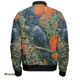 Amazing Aussie Australia Black Cockatoo Black Cockatoo and Flowering Gum Bomber Jacket