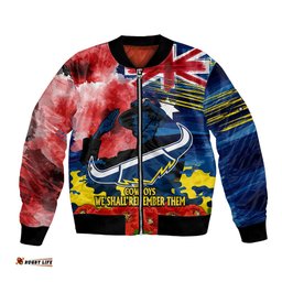 ANZAC Cowboys Rugby Bomber Jacket We Shall Remember