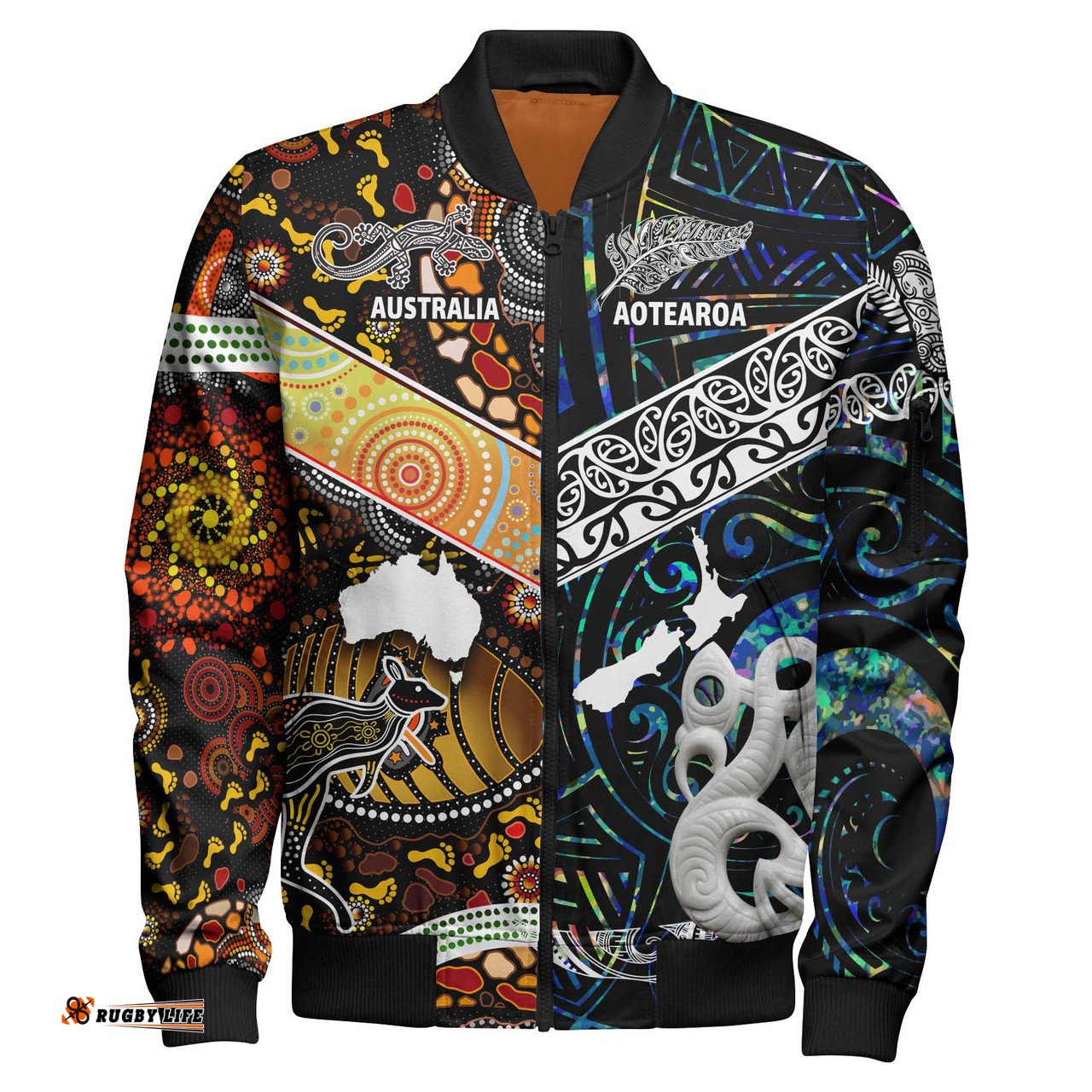 Amazing Aussie Australia Aboriginal Inspired Aotearoa and Australia Indigenous Culture Bomber Jacket