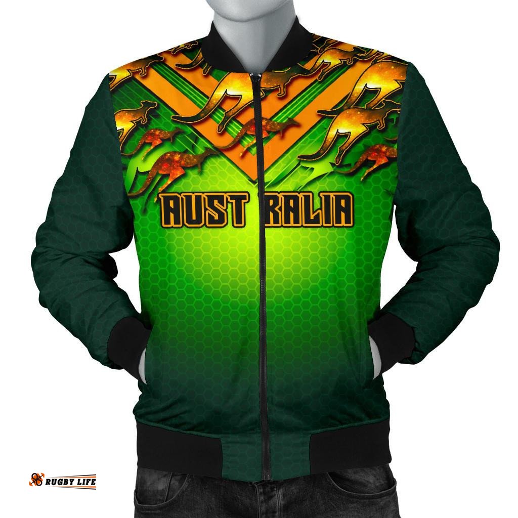 Bomber Jacket - Australian Kangaroo Jacket Aussie National Colors - Men