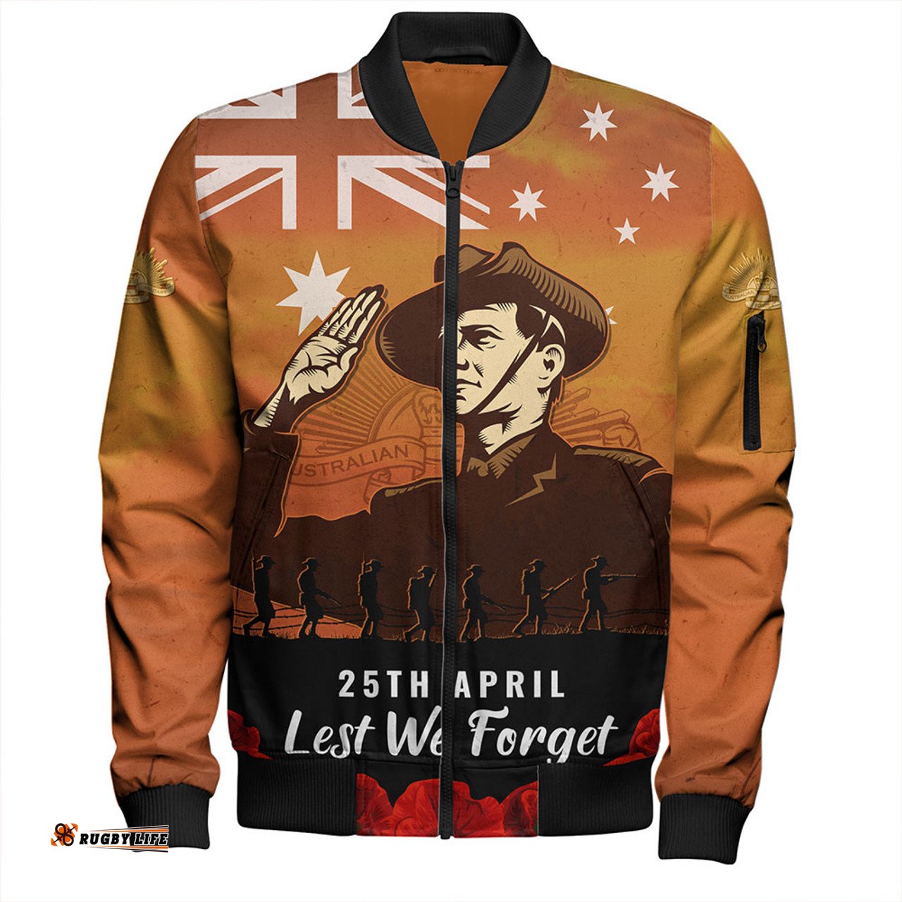 Amazing Aussie Australia Anzac Day Soldiers Salute To Remember Of Our Heroes Bomber Jacket