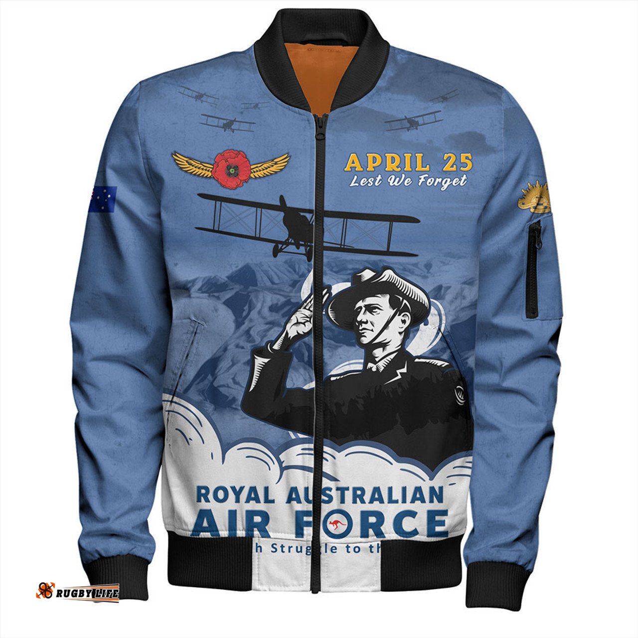 Amazing Aussie Australia Anzac Day Royal Australian Air Force Gallipoli Skies Bomber Jacket