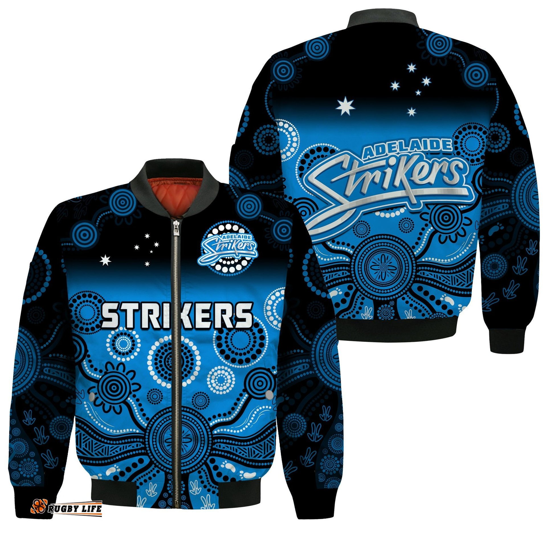Adelaide Strikers Bomber Jacket Gradient Aboriginal Dot Painting