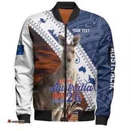 Amazing Aussie Australia Australia Day Custom Kangaroo Happy Australia Day Aboriginal Pattern Bomber Jacket