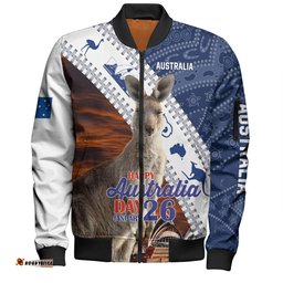 Amazing Aussie Australia Australia Day Custom Kangaroo Happy Australia Day Aboriginal Pattern Bomber Jacket