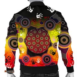 Aboriginal Men's Bomber Jacket, Indigenous Circle Dot Painting Hand Art