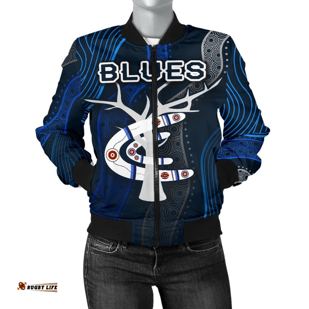Carlton Women Bomber Jacket Blues Free Style Indigenous