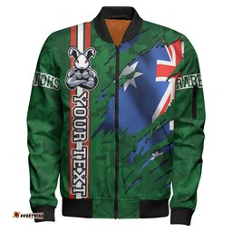 Rabbitohs Rugby Bomber Jacket - Custom Rabbitohs With Camouflage and Australia Flag Bomber Jacket RLT13