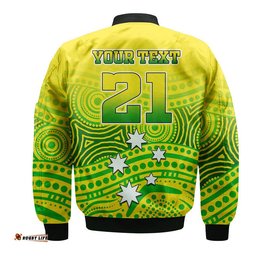 Custom Personalised Australia Aboriginal Soccer Bomber Jacket Kangaroo Socceroos Art Style