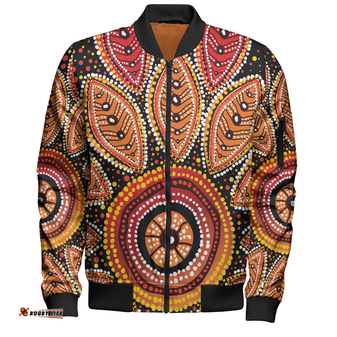Amazing Aussie Australia Aboriginal Beautiful Dotted Leaves Aboriginal Art Background Bomber Jacket