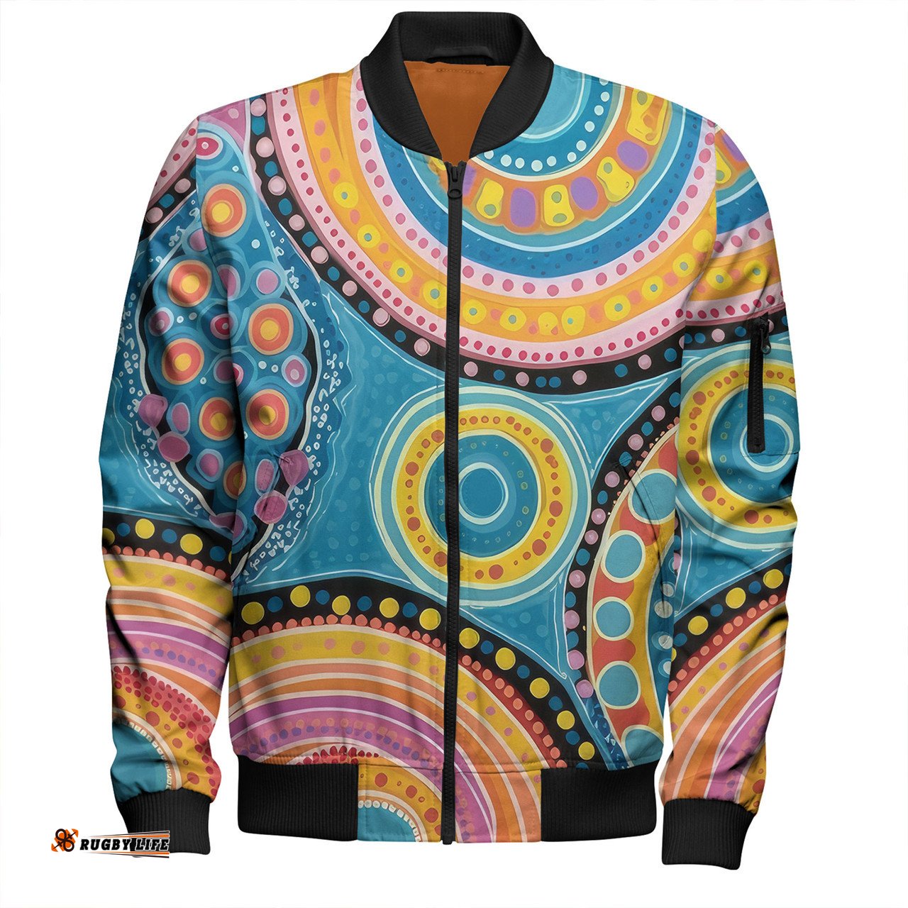 Amazing Aussie Australia Aboriginal Dots Art And Colorful Pattern Bomber Jacket