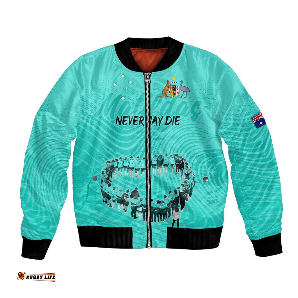 Matildas Til Its Done Custom Bomber Jacket Australia Womens Soccer Turquoise Style