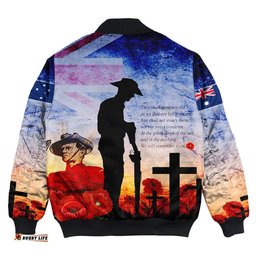 Anzac Day Australia Soldier We Will Rememer Them Bomber Jacket