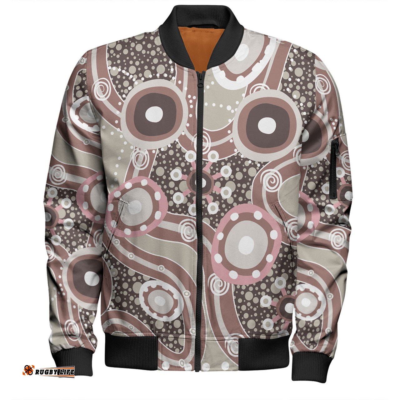 Amazing Aussie Australia Aboriginal Brown Aboriginal Dot Art Inspired Bomber Jacket