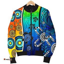 Aboriginal Women's Bomber Jacket - Indigenous Turtle Dot Painting Art