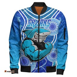 Sharks Rugby Bomber Jacket - Custom Indigenous Super Sharks Bomber Jacket RLT13