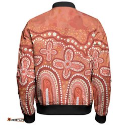 Amazing Aussie Australia Aboriginal Dot painting illustration in Aboriginal style Orange Bomber Jacket