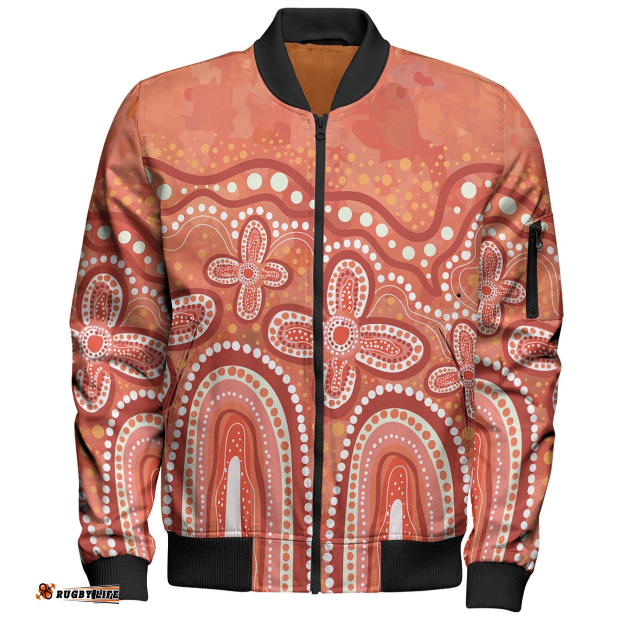Amazing Aussie Australia Aboriginal Dot painting illustration in Aboriginal style Orange Bomber Jacket