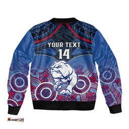 Personalised Bulldogs Football Bomber Jacket Doggies Aboriginal Mix Polynesian Pattern