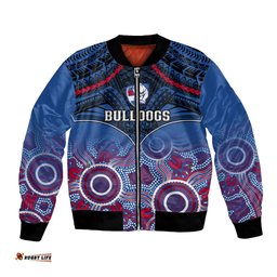 Personalised Bulldogs Football Bomber Jacket Doggies Aboriginal Mix Polynesian Pattern