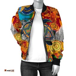 Aboriginal Women's Bomber Jacket - Turtle Indigenous Art